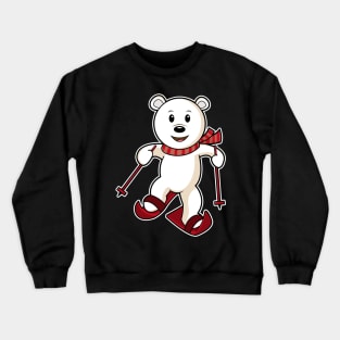 Bear as Skier with Skis & Ski poles Crewneck Sweatshirt